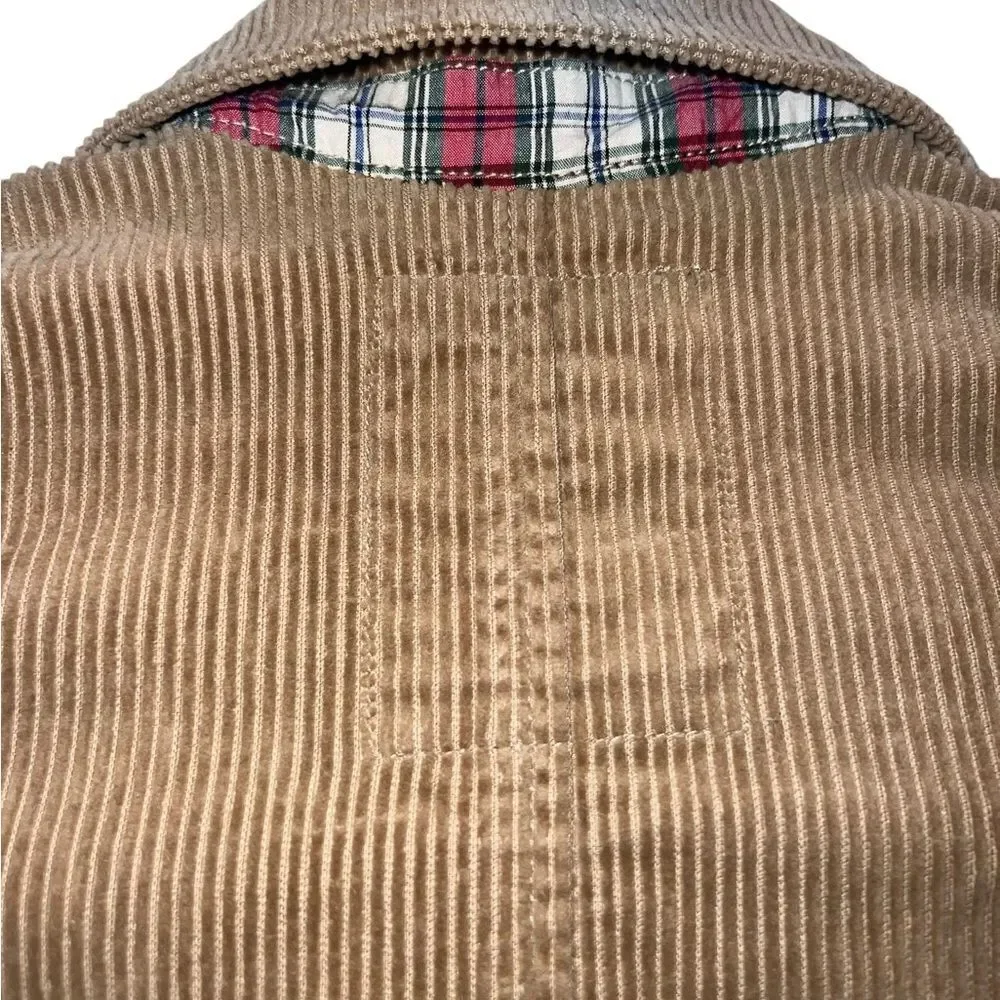 OshKosh B’gosh Boys Size 7 Tan Corduroy Blazer Plaid Lined Jacket